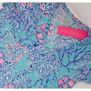 NEW Lilly Pulitzer Etta V-Neck Blue Ibiza Now You Sea Me Top T-Shirt Size XS NWT